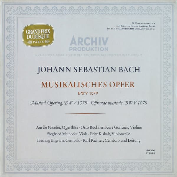 Musikalisches Opfer BWV 1079 = Musical Offering, BWV 1079 = Offrande Musicale, BWV 1079